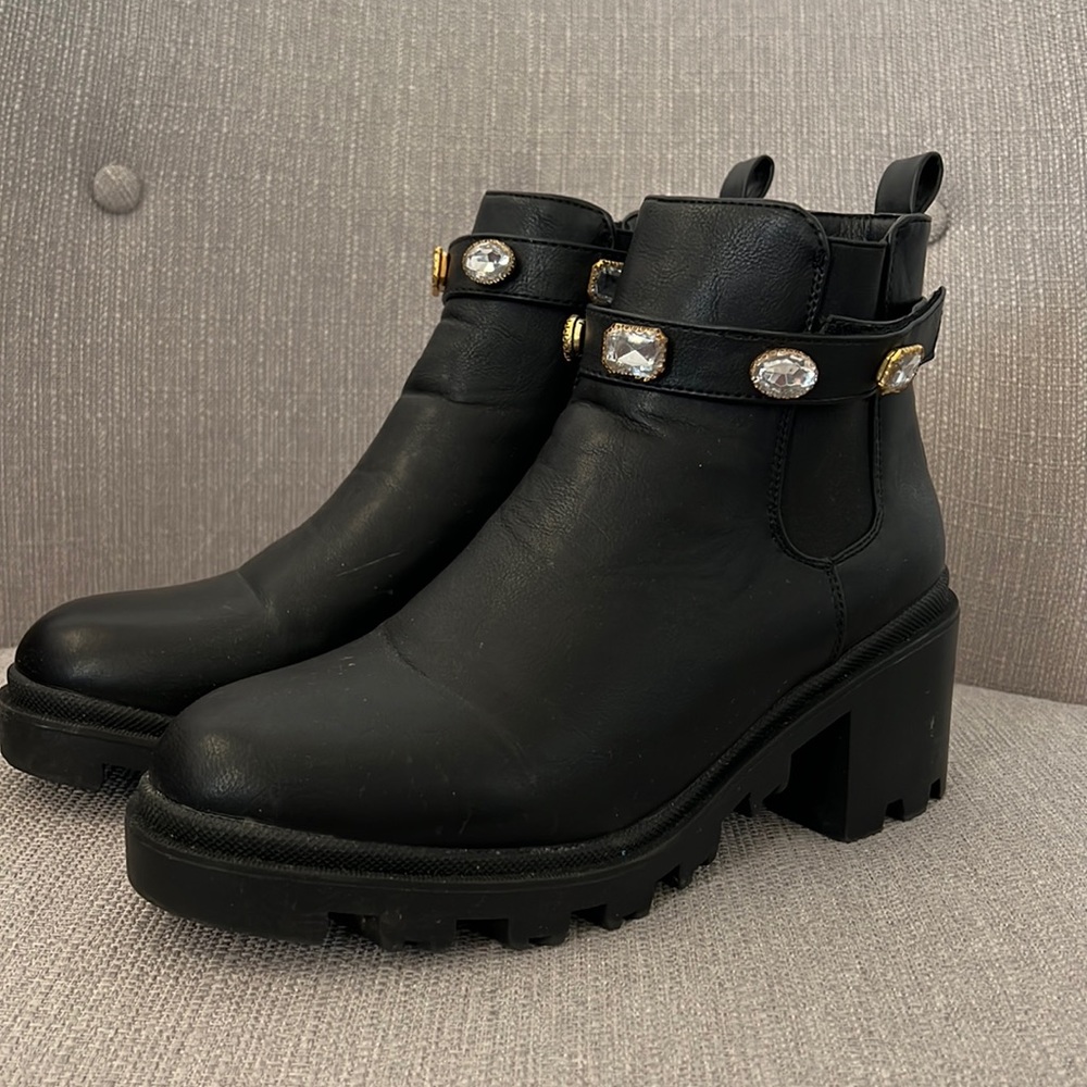 Black studded booties